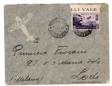 Colonie , AOI , 1938 , lit.1,50 , isolato , adf , aerogramma a Lodi .