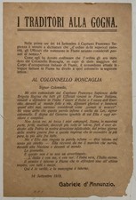 FIUME G.D’ANNUNZIO I TRADITORI ALLA GOGNA VOLANTINO FIUME D’ITALIA 1919
