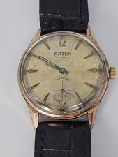 Raro orologio uomo Arten 21 Jewels Swiss Made placcato oro 35mm vintage anni 50