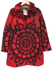 Cappotto donna DESIGUAL Soul Migration 38 rosso multi fantasia foderato stile classico