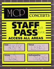 U2 Pass Biglietto Originale Staff Access All Areas Popmart Tour Leeds Agosto
