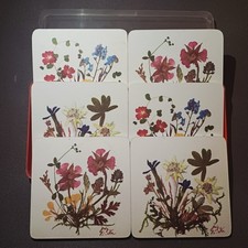 SOTTOBICCHIERI PLASTICA/SUGHERO 6 PZ DECORO FIORI VINTAGE