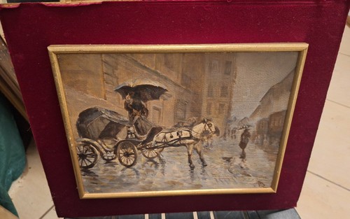 Dipinto olio cartone - olio, su