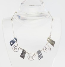 Collana Unica In Argento Sterling Vintage Funky Con Spirali Astratte A Filo