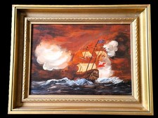 Dipinto olio Veliero nella