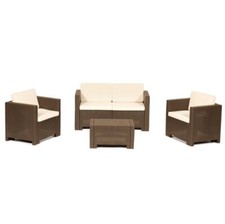 Salotto/Divano Poltrone Tavolino in Polyrattan x Esterno/Giardino Choco/Marrone