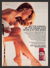 Pubblicità stampa Noxzema Shave anni 80 1985 pelle sensibile sexy ragazza gambe