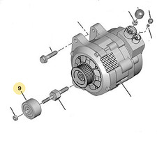 (82) RULLO AVVOLGITORE ALTERNATORE E SUPPORTI BOXER 2 ORIGINALE PEUGEOT 575192