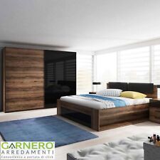 Camera completa CORTINA Gihome ® rovere nero armadio ante scorrevoli moderna