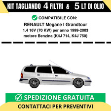 Tagliando per RENAULT Megane I Grandtour 1.4 16V 70 kw Benzina 1999-2003 - 5 ...