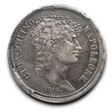 Napoli Naples Gioacchino Murat bella 5 lire 1813 modulo ampio