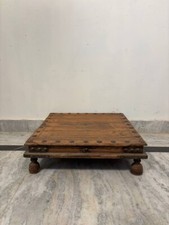 Tavolino basso in legno stile antico Bajot | Chowki intagliato a mano arredo casa