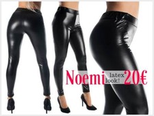 NOEMI Leggings Alta Qualità Neri WetLook Effetto Bagnato Lucido PVC  Aderenti