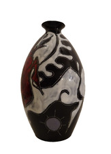 RARO VASO PORCELLANA SOCIETA CERAMICA TOSCANA PRATO METÀ SECOLO CAVALLI VINTAGE