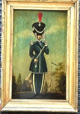 SCUOLA TEDESCA DELL 800 OLIO SU TAVOLA SOLDATO IN UNIFORME