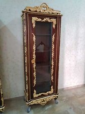 VETRINA 1 ANTA IN LEGNO NOCE E FOGLIA ORO CON CRISTALLI PARETE SALA ARREDO CASA