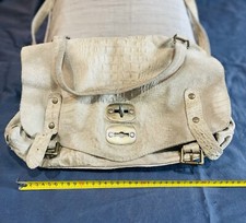 Borsa A Spalla E Tracolla Camoscio  Stampato Rettile Scamosciato Beige Chiaro