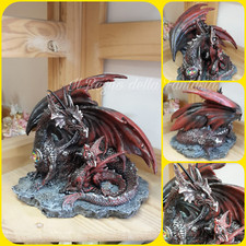 DRAGON DRAGONS DRAGO DRAKEN GOTICO GOTHIC COPPIA DI DRAGHI ROSSI NO LES ALPES