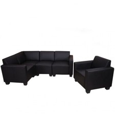 Set Divano Modulare Sofa System Lyon 4-1, Ecopelle ~ Nero