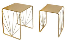 SET 2 TAVOLINI METALLO ORO DIVANO SALOTTO CAFFè TAVOLO MODERNO CLASSICO 42/39