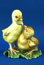 FONTANINI Scultura COPPIA pulcini uccellini ceramica 1900 XX stile Cacciapuoti