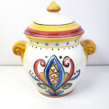 Barattolo per biscotti - stili di vita da tavolo, spinline (bianco, giallo, rosso, dipinto a mano)