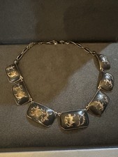 Collana Vintage Thai Argento Sterling Ballerini Tailandesi Siamesi Smaltati 16"