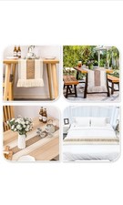 Runner da tavolo cotone macramè boho uncinetto pizzo 33x120 cm nappe arredamento vintage