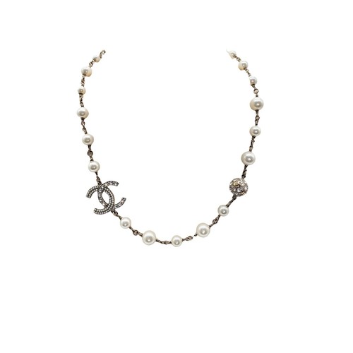 Collana catena perle finte - collana,