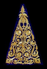 Ricamo con filo oro su velluto blu Ricamo oro a forma triangolare Dreieckige,