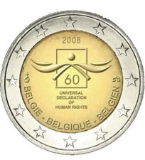 2 EURO COMMEMORATIVA BELGIO 2008 - 60° DEI DIRITTI DELL’UOMO - FDC UNC -
