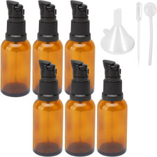 6 Pezzi 50 Ml Flaconi Vuoti in Vetro Marrone Ricaricabili, Protezione UV Flaconi