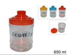TRIS BARATTOLO VETRO650ML 3 COLori sale zucchero caffe con coperchio