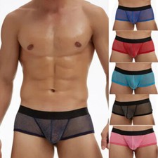 Lotto 3 confezioni boxer intimo uomo sexy slip maglia trasparente morbido traspirante