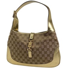 Borsa a tracolla Gucci Jackie Line GG tela pelle marrone vintage autentica