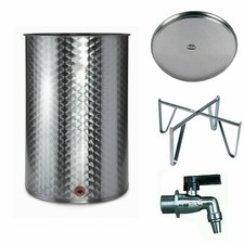 CISTERNA 1000L ACCIAIO INOX 18/10 CONTENITORE PER OLIO E VINO FONDO PIANO