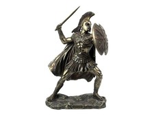 Statua scultura eroe greco Achille in posizione di battaglia bronzo fuso a freddo e resina