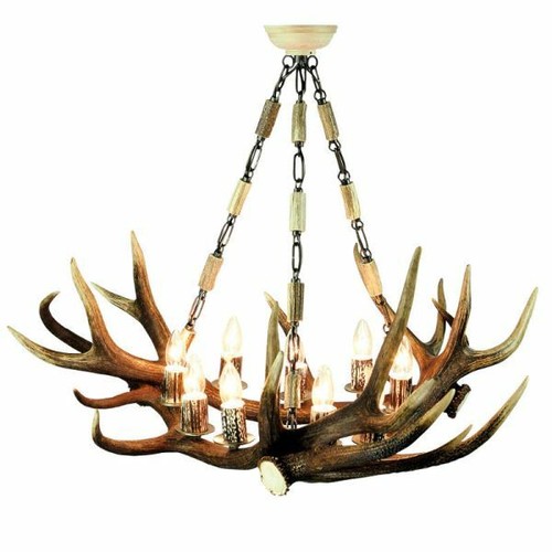 Lampadario con vere corna - , di