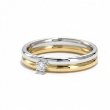 Anello solitario doppia fascia