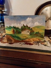 vecchio dipinto olio su cartone pittore ricusati-labronici-livorno