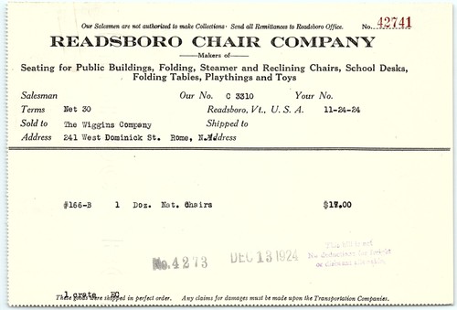 1924 readsboro chair - readsboro,