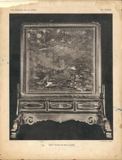 Stampa antica MOBILETTO CINESE LACCATO CINA CHINA 1922 Old Antique print T.37