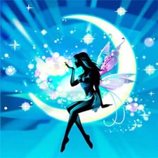 Pittura diamantata 30x40 cm fata della luna fantasia campanellino fata fai da te pietre angolari