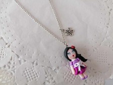 Collana pasta polimerica fimo doll con abito viola