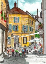 Caffè in un vicolo europeo