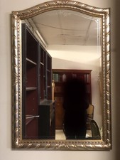 Specchio italiano inciso a mano in foglia oro e argento unico e raro 