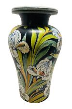 Vaso ceramica dipinto a mano L BIAGIOTTI Venezia nero bianco grande 19” Francia firmato