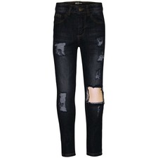 Jeans Stretchy Neri In Denim Strappati Frangiati Skinny Moda Per Ragazze