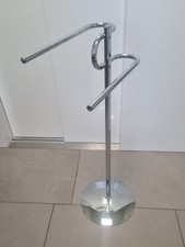 Porta asciugamani bagno da terra verticale doppio argento piantana in acciaio