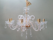 VOLTOLINA LAMPADARIO 8 LUCI  IN VETRO E CRISTALLO  STRASS CON PENDENTI - OFFERTA